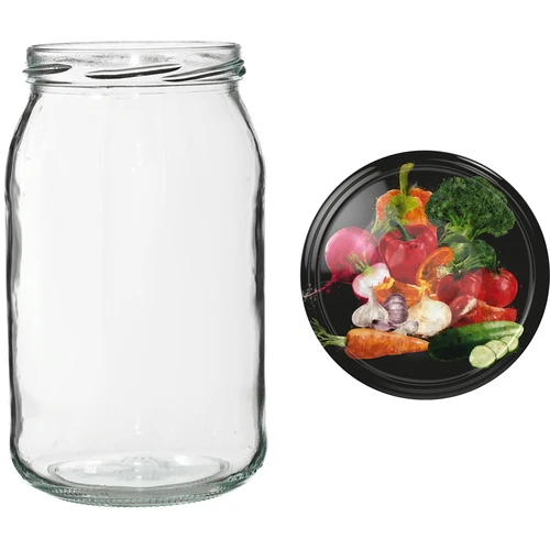 Pohár TO 900 ml s farebným viečkom fi82/6 - 6 ks. - 12 ['pohár na zaváraniny', ' pohár 900 ml', ' pohár s viečkom', ' pohár s farebným viečkom', ' kuchynský pohár', ' sklenený pohár', ' pohár na drobnosti', ' pohár na kompót', ' pohár na huby', ' pohár na džem', ' poháre so závitom']