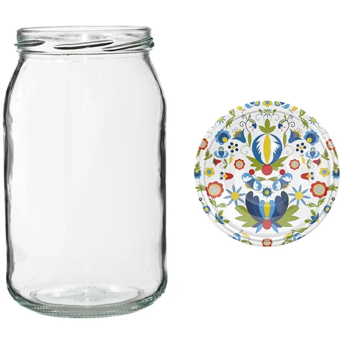 Pohár TO 900 ml s farebným viečkom fi82/6 - 6 ks. - 10 ['pohár na zaváraniny', ' pohár 900 ml', ' pohár s viečkom', ' pohár s farebným viečkom', ' kuchynský pohár', ' sklenený pohár', ' pohár na drobnosti', ' pohár na kompót', ' pohár na huby', ' pohár na džem', ' poháre so závitom']