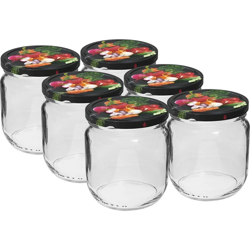 Pohár TO Gurken 425 ml s farebným viečkom fi 82/6 - 6 ks.  - 1 ['zeleninové konzervy', ' nakladaná cuketa', ' kvasený karfiol', ' paradajkový pretlak', ' poháre so skrutkovacími viečkami', ' domáce zaváraniny', ' na kvasenie', ' paradajkové konzervy', ' kvasená paprika', ' konzervovaná paprika']