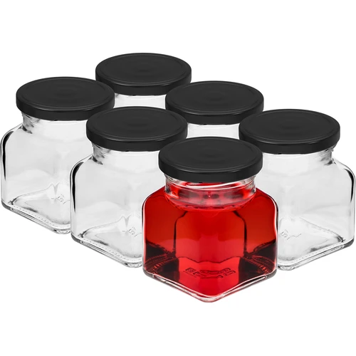 Pohár twist off 120ml - Štyri rohy fi 53 s čiernym viečkom, 6ks - 2 ['poháre na zaváraniny', ' poháre 120ml', ' poháre s twist-off viečkami', ' poháre s click viečkami', ' sada pohárov', ' poháre na zaváraniny', ' poháre s farebnými viečkami', ' farebné viečka', ' poháre na džemy', ' poháre na koreniny', ' pohár', ' pohár s viečkom']