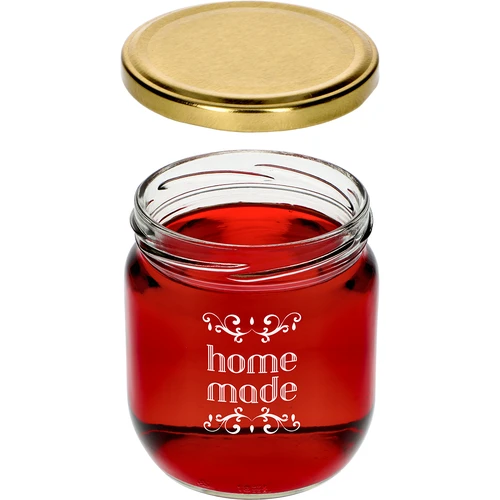 Pohár Twist-off 425ml s potlačou „Home Made” a viečkom, 3 ks. - 5 ['poháre s potlačou', ' ozdobné poháre', ' poháre s viečkami', ' poháre na zaváraniny', ' elegantné poháre', ' poháre na džemy', ' pohár s potlačou', ' pohár s grafikou', ' poháre na zaváraniny', ' poháre do špajze']