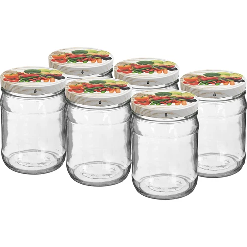 Pohár twist off 500 ml s farebným viečkom fi82/6 - 6ks.  - 1 ['poháre na kvasenie', ' poháre na zaváraniny', ' poháre na konzervy', ' poháre na kompóty', ' sada pohárov s viečkami', ' farebné viečka']