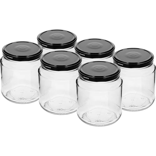Pohár twist-off, hrubáčik 580ml s čiernym viečkom fi 82/6, 6 ks.  - 1 ['poháre', ' pohár', ' súprava pohárov', ' nádoby', ' sklenené nádoby', ' poháre na skladovanie', ' kuchynské poháre', ' poháre zo skla', ' poháre s kovovým viečkom', ' poháre na skladovanie potravín', ' poháre na zaváraniny', ' poháre na bylinky', ' poháre na kávu', ' poháre na čaj', ' poháre do umývačky', ' sklenený pohár', ' pohár s viečkom', ' súprava pohárov', ' poháre na džemy', ' pohár hrubáčik', ' hrubáčik']