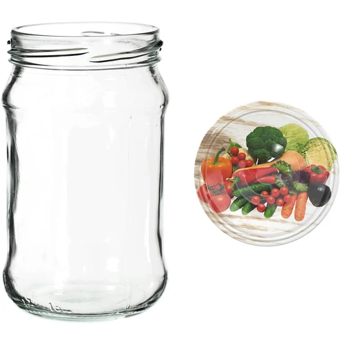 Poháre 300 ml s farebným viečkom fi 66 - 6 ks. - 8 ['poháre na zaváraniny', ' poháre 300 ml', ' sada pohárov', ' poháre na zaváraniny', ' poháre s farebnými viečkami', ' farebné viečka', ' na kompóty', ' na džemy']