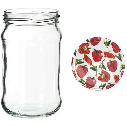 Poháre 300 ml s farebným viečkom fi 66 - 6 ks. - 10 ['poháre na zaváraniny', ' poháre 300 ml', ' sada pohárov', ' poháre na zaváraniny', ' poháre s farebnými viečkami', ' farebné viečka', ' na kompóty', ' na džemy']