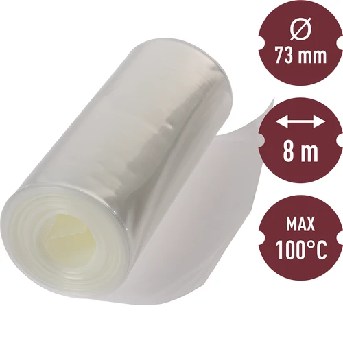 Polyamidový obal na údeniny 8m-fi73mm, 100°C - 2 ['obal na údeniny', ' obal na šunky', ' obal na mortadelu', ' obal na krvavničku']