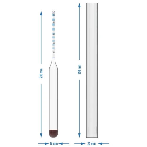 Presný sklenený alkoholometer - 6 ['alkoholometer', ' areometer na meranie alkoholu', ' alkoholový indikátor', ' na destiláty', ' na vodky']