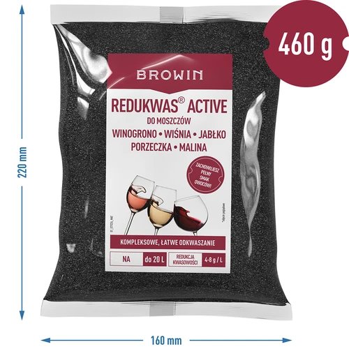 Redukwas® Active na mušt - regulátor kyslosti, 460 g - 7 ['redukcia kyslosti', ' uhličitan vápenatý', ' odkysľovanie muštu', ' zníženie kyslosti muštu', ' na víno', ' domáce víno', ' zníženie kyslosti', ' redukcia kyslosti', ' vína z kyslého ovocia', ' víno z hrozna', ' víno z ríbezlí', ' víno z malín', ' víno z čerešní', ' víno z jabĺk', ' ako urobiť chutné ovocné víno', ' ako urobiť dobré hroznové víno', ' zníženie kyseliny v mušte', ' prostriedky na víno', ' kyslosť v enológii', ' vyvážená kyslosť', ' minerálne odkysľovanie']