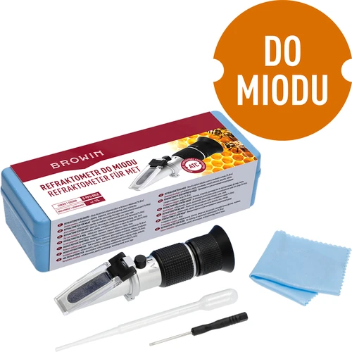 Refraktometer na med  - 1 ['na meranie obsahu cukru v medovej mladine', ' meranie cukru v medovej mladine', ' na medovinu', ' na medovú mladinu', ' refraktometer', ' výroba medoviny', ' meracie zariadenia na med', ' jednoduché meranie koncentrácie cukru', ' cukor v medovej mladine', ' domáca výroba vína a medoviny']