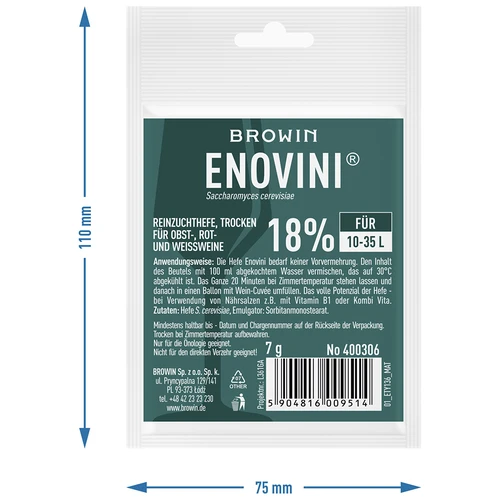 Reinzuchthefe, Trocken Enovini 7g - 3 ['kvasinky enovini', ' aktívne sušené vínne kvasinky', ' vínne kvasinky', ' kvasinky na víno', ' sušené vínne kvasinky', ' sušené kvasinky', ' sušené kvasinky na víno', ' kvasinky na biele víno', ' kvasinky na červené víno']