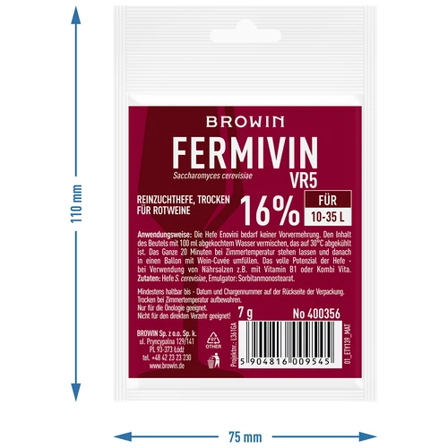 Reinzuchthefe, Trocken Fermivin VR5 7g - 3 ['kvasnice fermivin', ' aktívne sušené vínne kvasnice', ' vínne kvasnice', ' kvasnice na víno', ' sušené vínne kvasnice', ' sušené kvasnice', ' sušené kvasnice na víno', ' kvasnice na červené víno']