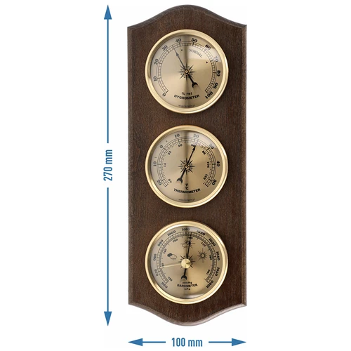Retro meteorologická stanica - farba venge so zlatými ciferníkmi - 5 ['retro meteorologická stanica', ' meranie teploty', ' tlaku', ' vlhkosti', ' komfort v domácnosti', ' štýlová meteorologická stanica', ' tri v jednom – multifunkčná meteorologická stanica', ' elegantná meteorologická stanica', ' akú meteorologickú stanicu vybrať', ' tradičná meteorologická stanica', ' meteorologická stanica v drevenom puzdre', ' meteorologická stanica vo farbe venge', ' teplomer ako darček', ' tlakomer', ' merač úrovne vlhkosti vzduchu', ' vlhkomer', ' presný teplomer', ' vlhkomer s teplomerom', ' meteorologická stanica na stenu', ' čím merať teplotu v miestnostiach', ' retro teplomer', ' drevená meteorologická stanica', ' meteorologická stanica so zlatými ciferníkmi']