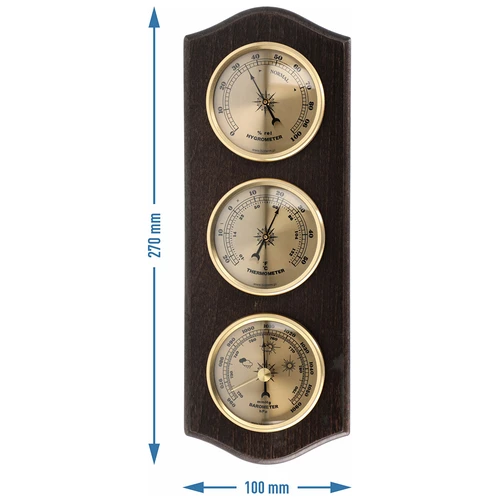 Retro meteorologická stanica - orechová farba so zlatými ciferníkmi - 5 ['retro meteorologická stanica', ' meranie teploty', ' tlaku', ' vlhkosti', ' komfort v domácnosti', ' štýlová meteorologická stanica', ' tri v jednom – multifunkčná meteorologická stanica', ' elegantná meteorologická stanica', ' akú meteorologickú stanicu vybrať', ' tradičná meteorologická stanica', ' meteorologická stanica v drevenom puzdre', ' meteorologická stanica v orechovej farbe', ' teplomer ako darček', ' tlakomer', ' merač úrovne vlhkosti vzduchu', ' vlhkomer', ' presný teplomer', ' vlhkomer s teplomerom', ' meteorologická stanica na stenu', ' čím merať teplotu v miestnostiach', ' retro teplomer', ' drevená meteorologická stanica', ' meteorologická stanica so zlatými ciferníkmi']