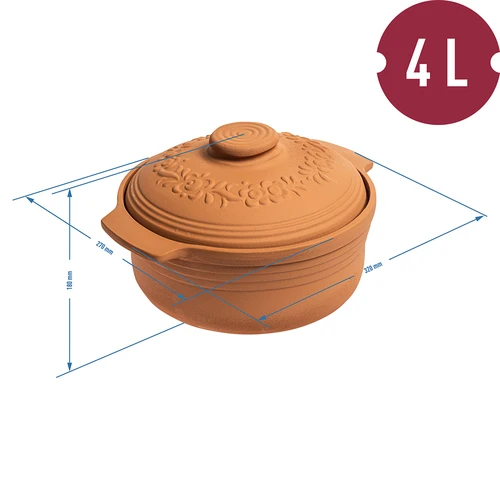 Rímsky hrniec okrúhly 4L - 5 ['rímsky hrniec', ' pečenie bez tuku', ' varenie v pare', ' na mäso', ' na chlieb', ' na ryby', ' pre vegetariánov', ' jedlá z jedného hrnca', ' jedlá pre deti', ' diétne jedlá', ' na pečenie chleba', ' hlinený hrniec', ' hlinený hrniec', ' nápad na darček', ' na paštétu', ' na zapekanku', ' rímsky hrniec s pokrievkou']
