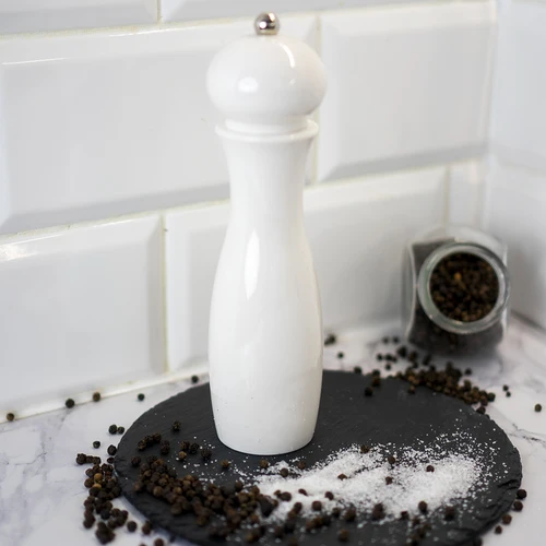 Ručný mlynček na korenie a soľ, 21 cm, biely - 3 ['ručný mlynček na mletie', ' mlynček na korenie', ' mletý korenie', ' mletá soľ', ' korenie v zrnách', ' keramické mlecí kamene']