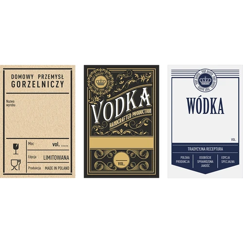 Samolepiace etikety 60x90 mm na fľaše, vodku, 3 vzory 20 ks.  - 1 ['etikety', ' etikety na alkohol', ' etikety na vodku', ' etikety na fľaše', ' samolepiace etikety', ' etikety na alkohol', ' nálepky na fľaše', '']