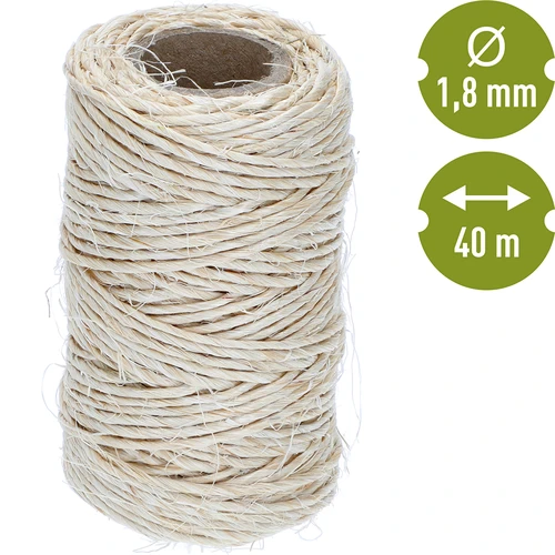 Sisalový špagát 1,8 mm/40 m/100 g - 4 ['špagát zo sisalu', ' sisalový špagát', ' špagát na paradajky', ' špagát na uhorky', ' prírodný špagát', ' ekošpagát', ' špagát na makramé', ' špagát na viazanie', ' špagát na ručné práce']