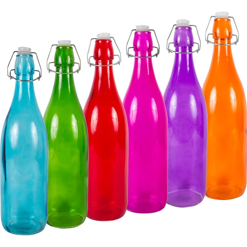 Sklenená fľaša 1 L s hermetickým uzáverom - v rôznych farbách  - 1 ['ružová fľaša', ' fľaša Barbie', ' fľaša Hulk', ' fľaša Ľadové kráľovstvo', ' fľaša na vodu', ' fľaša na limonádu', ' fľaša na polievanie kvetov', ' dekoratívna fľaša', ' fľaša s hermetickým uzáverom']