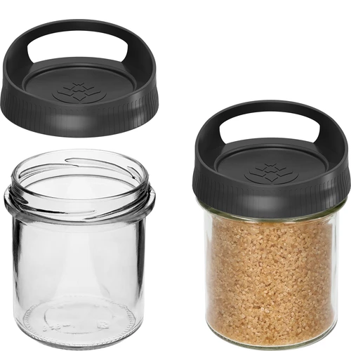 Sklenená nádoba 350 ml, s viečkom na zavesenie - 2 ['sklenená nádoba', ' nádoba', ' sklenená nádoba s viečkom', ' sklenená nádoba na zavesenie', ' viečko s držadlom', ' nádoba na zavesenie', ' nádoba na korenie', ' nádoba na sypké produkty', ' nádoba pohár 350 ml']