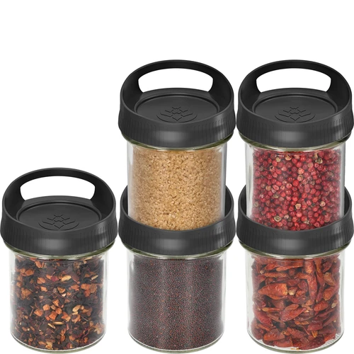 Sklenená nádoba 350 ml, s viečkom na zavesenie - 3 ['sklenená nádoba', ' nádoba', ' sklenená nádoba s viečkom', ' sklenená nádoba na zavesenie', ' viečko s držadlom', ' nádoba na zavesenie', ' nádoba na korenie', ' nádoba na sypké produkty', ' nádoba pohár 350 ml']