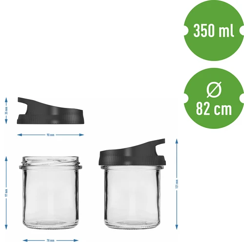 Sklenená nádoba 350 ml, s viečkom na zavesenie - 5 ['sklenená nádoba', ' nádoba', ' sklenená nádoba s viečkom', ' sklenená nádoba na zavesenie', ' viečko s držadlom', ' nádoba na zavesenie', ' nádoba na korenie', ' nádoba na sypké produkty', ' nádoba pohár 350 ml']