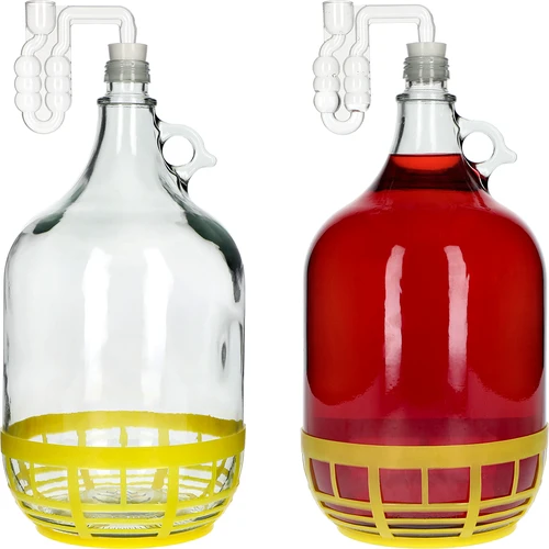 Sklenený balón 5L so zátkou a kvasnou trubičkou - 5 ['súprava na víno pivo med', ' dama', ' dama 5 litrov', ' demižón', ' demižón na víno', ' demižón dama', ' dama v koši', ' dama 5 L', ' balón 5 L', ' demižón v košíku', ' fľaša dama 5L v koši', ' balón', ' demižón na víno', ' súprava s fermentačnou trubičkou', ' domáce nápoje', ' horizontálna fermentačná trubička', ' demižón na pálenku', ' dama na fermentáciu', ' súprava na víno pre začiatočníka', ' fermentačná fľaša']
