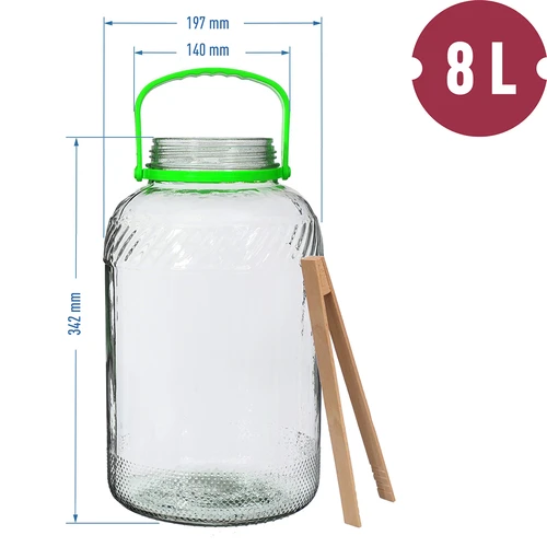 Sklenený pohár 8 L, s kliešťami - 6 ['sklenené poháre', ' sklenený pohár', ' pohár na uhorky', ' poháre na uhorky', ' pohár na likéry', ' nádoby na likéry', ' poháre s viečkom', ' veľké poháre s viečkom', ' pohár na likéry', ' pohár na alkohol', ' pohár na kvasenie', ' poháre 8 L', ' pohár s držadlom', ' ozdobný pohár', ' dekoratívny pohár', ' pohár s tesnením']
