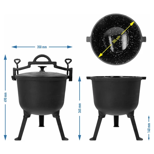 Smaltovaný kotlík, 10 l, liatinový - 5