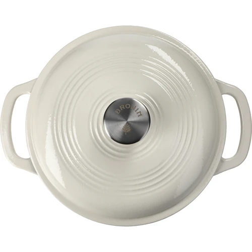 Smaltovaný liatinový hrniec - ecru, 4 L - 3 ['liatinové hrnce', ' smaltované liatinové hrnce', ' liatinové nádoby', ' výhody liatinových nádob', ' smaltovaná liatina', ' varenie v liatinovom hrnci', ' liatinový hrniec so smaltom', ' hrniec v farbe ecru', ' hrniec v bordovej farbe', ' hrniec v šalviovej farbe', ' prečo sa oplatí variť v liatinových hrncoch', ' na darček', ' aké liatinové hrnce vybrať']