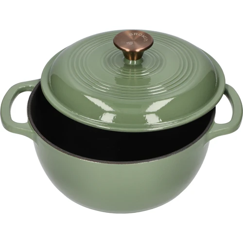 Smaltovaný liatinový hrniec - šalviový, 4L - 2 ['liatinové hrnce', ' smaltované liatinové hrnce', ' liatinové nádoby', ' výhody liatinových nádob', ' smaltovaná liatina', ' varenie v liatinovom hrnci', ' liatinový hrniec so smaltom', ' hrniec v farbe ecru', ' hrniec v bordovej farbe', ' hrniec v šalviovej farbe', ' prečo variť v liatinových hrncoch', ' na darček', ' aké liatinové hrnce vybrať']