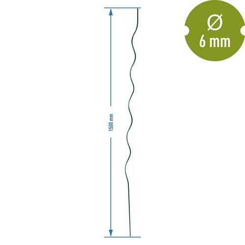 Špirálová oceľová tyčka 1,50m x 6mm - 2 ['oceľová podpora pre rastliny', ' tyčka pre rastliny', ' tyčka pre kvety', ' tyčky pre kvetináče', ' tyčka pre rastliny castorama']