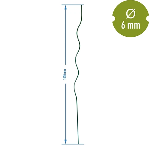 Špirálová oceľová tyčka 1m x 6mm - 2 ['oceľová podpora pre rastliny', ' tyčka pre rastliny', ' tyčka pre kvety', ' tyčky pre kvetináče', ' tyčka pre rastliny castorama']