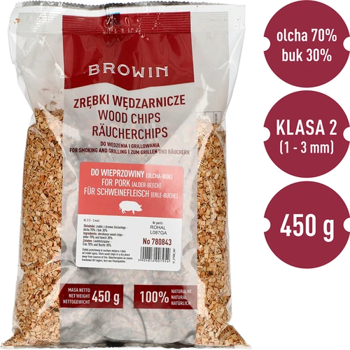 Štiepky na údenie/grilovanie 70% jelša + 30% buk, 450 g, kl. 2 - 2 ['údenárske štiepky', ' štiepky na údenie', ' štiepky na gril', ' štiepky na grilovanie', ' údenársky dym', ' štiepky na bravčovinu', ' štiepky jelša a buk', ' mix na bravčovinu', ' jelšovo-bukové štiepky', ' štiepky na údenie šunky', ' štiepky na steaky', ' štiepky do údiarne', ' údenie bravčového mäsa', ' grilovanie mäsa', ' údená šunka', ' do údiarne', ' aké štiepky', ' údenie mäsa']