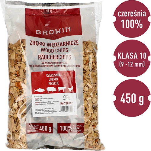 Štiepky na údenie/grilovanie, čerešňa, 450 g, kl. 10 - 3 ['údenárske štiepky', ' štiepky na údenie', ' štiepky na gril', ' štiepky na grilovanie', ' údenársky dym', ' čerešňové štiepky', ' čerešňové štiepky', ' štiepky na údenie mäsa', ' univerzálne štiepky', ' štiepky do údiarne', ' štiepky na ryby', ' štiepky na hydinu', ' štiepky na hovädzinu', ' štiepky na bravčovinu', ' údenie mäsa', ' údenie rýb']