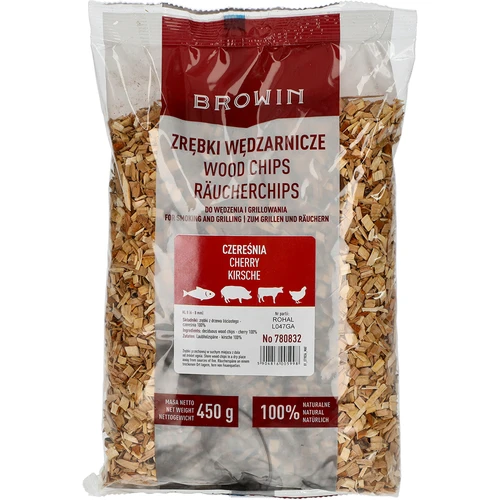 Štiepky na údenie/grilovanie, čerešňa, 450 g, kl. 8  - 1 ['údenárske štiepky', ' štiepky na údenie', ' štiepky na gril', ' štiepky na grilovanie', ' údenársky dym', ' čerešňové štiepky', ' čerešňové štiepky', ' štiepky na údenie mäsa', ' univerzálne štiepky', ' štiepky do údiarne', ' štiepky na ryby', ' štiepky na hydinu', ' štiepky na hovädzinu', ' štiepky na bravčovinu']