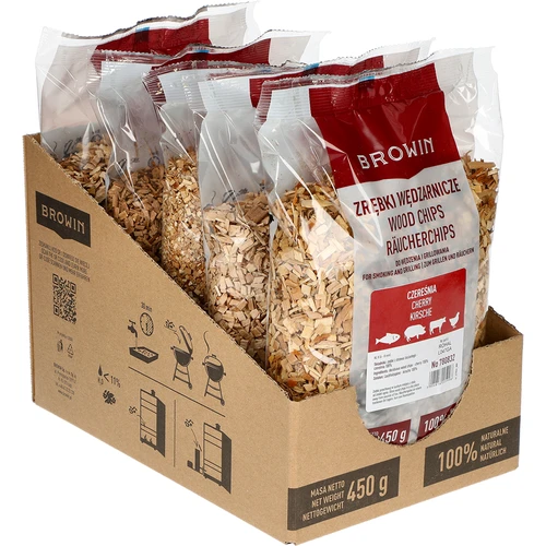 Štiepky na údenie/grilovanie, čerešňa, 450 g, kl. 8 - 3 ['údenárske štiepky', ' štiepky na údenie', ' štiepky na gril', ' štiepky na grilovanie', ' údenársky dym', ' čerešňové štiepky', ' čerešňové štiepky', ' štiepky na údenie mäsa', ' univerzálne štiepky', ' štiepky do údiarne', ' štiepky na ryby', ' štiepky na hydinu', ' štiepky na hovädzinu', ' štiepky na bravčovinu']