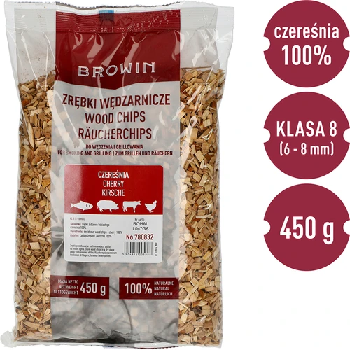 Štiepky na údenie/grilovanie, čerešňa, 450 g, kl. 8 - 2 ['údenárske štiepky', ' štiepky na údenie', ' štiepky na gril', ' štiepky na grilovanie', ' údenársky dym', ' čerešňové štiepky', ' čerešňové štiepky', ' štiepky na údenie mäsa', ' univerzálne štiepky', ' štiepky do údiarne', ' štiepky na ryby', ' štiepky na hydinu', ' štiepky na hovädzinu', ' štiepky na bravčovinu']