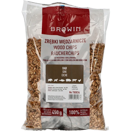 Štiepky na údenie/grilovanie, dub, 450 g, kl. 8  - 1 ['údenárske štiepky', ' štiepky na údenie', ' štiepky na gril', ' štiepky na grilovanie', ' údenársky dym', ' dubové štiepky', ' štiepky z dubu', ' štiepky na údenie mäsa', ' univerzálne štiepky', ' štiepky do údiarne', ' štiepky na ryby', ' štiepky na hydinu', ' štiepky na hovädzinu', ' štiepky na bravčovinu', ' štiepky na jahňacinu', ' štiepky na divinu']