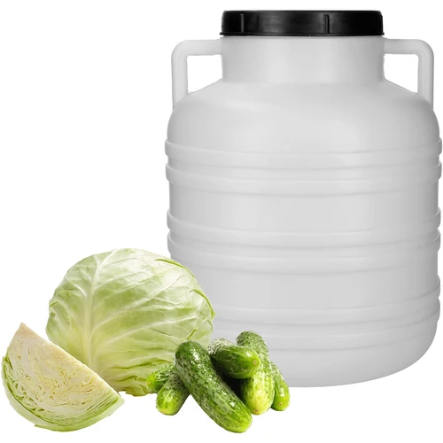 Sud Kvasenina 20L - biely, úchyty - 3 ['sud na kapustu', ' sud na kvasenie', ' sud na kvaseniny', ' kvasenina', ' kapusta', ' uhorky', ' na uhorky', ' kamenina', ' kamenina s pokrievkou', ' sud s pokrievkou']