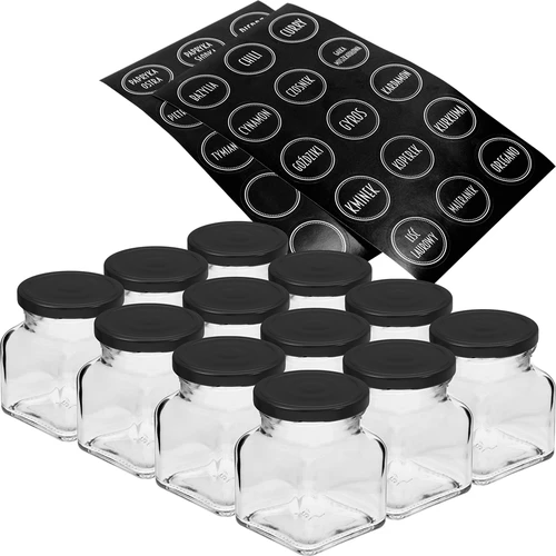 Súprava 12 x pohár 120ml + 30 etikiet na označovanie korenín  - 1 ['nálepky na koreniny', ' etikety na poháre', ' etikety na nádoby', ' nálepky na nádoby s koreninami', ' nálepky na bylinky', ' čierne nálepky na koreniny', ' samolepiace etikety na koreniny', ' nálepky na poháre', ' poháre', ' malé poháre', ' pohárik', ' sklenený pohár', ' sklenené poháre', ' pohár s viečkom', ' poháre na koreniny', ' pohár na bylinky', ' pohár 120ml']