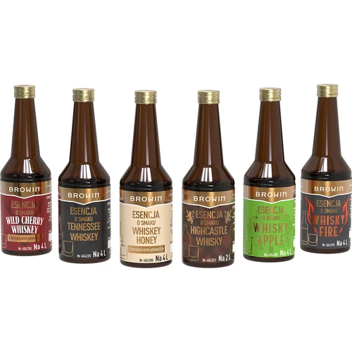 Súprava 6 esencií - WHISK(E)Y 6x40 ml  - 1 ['esencia chuti', ' príchuť whisky', ' esencia whisky', ' príchuť whiskey', ' esencia whiskey', ' esencia', ' príchuť do alkoholu', ' arómy do alkoholu', ' esencie do pálenky', ' príchute do pálenky', ' chuťové arómy', ' súprava chuťových príchutí', ' chuťové esencie v súprave', ' aróma do whisky', ' whiskey', ' esencia s prírodnou arómou', ' esencia gold', ' americká whiskey', ' domáca whisky fire', ' orange', ' klasická', ' honey', ' chuťová whiskey']
