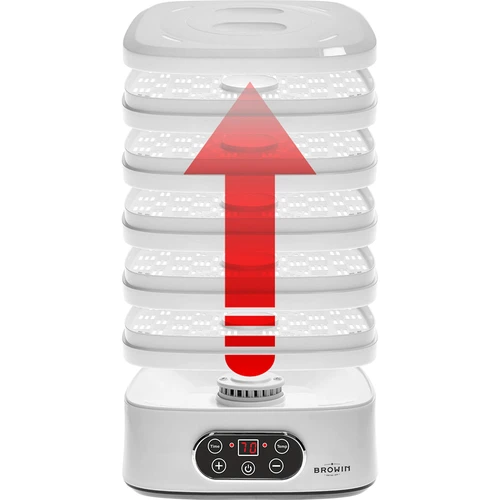 Sušička na huby, ovocie, zeleninu a bylinky s reguláciou teploty, 240W, biela - 10 ['sušička na potraviny', ' sušička na huby', ' sušené ovocie', ' sušená zelenina', ' skladovanie potravín', ' sušenie potravín', ' sušičky na potraviny', ' regulácia teploty', ' dehydrátor']