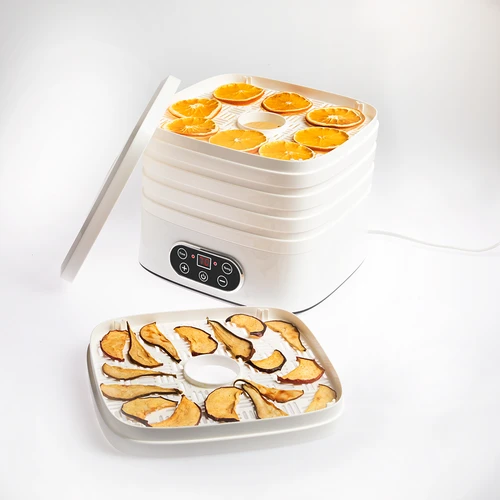 Sušička na huby, ovocie, zeleninu a bylinky s reguláciou teploty, 240W, biela - 7 ['sušička na potraviny', ' sušička na huby', ' sušené ovocie', ' sušená zelenina', ' skladovanie potravín', ' sušenie potravín', ' sušičky na potraviny', ' regulácia teploty', ' dehydrátor']