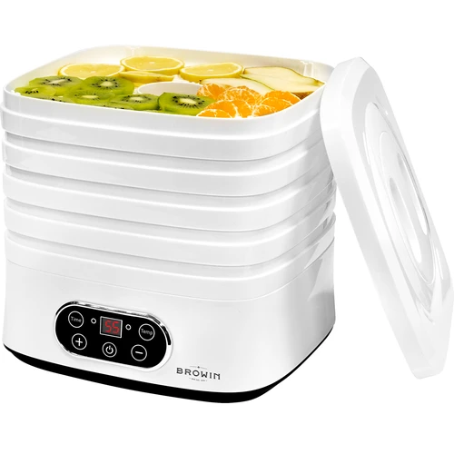 Sušička na huby, ovocie, zeleninu a bylinky s reguláciou teploty, 240W, biela - 8 ['sušička na potraviny', ' sušička na huby', ' sušené ovocie', ' sušená zelenina', ' skladovanie potravín', ' sušenie potravín', ' sušičky na potraviny', ' regulácia teploty', ' dehydrátor']