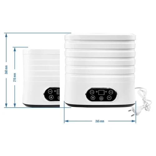 Sušička na huby, ovocie, zeleninu a bylinky s reguláciou teploty, 240W, biela - 13 ['sušička na potraviny', ' sušička na huby', ' sušené ovocie', ' sušená zelenina', ' skladovanie potravín', ' sušenie potravín', ' sušičky na potraviny', ' regulácia teploty', ' dehydrátor']