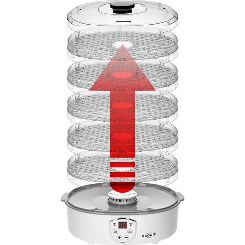 Sušička na huby, ovocie, zeleninu a bylinky s reguláciou teploty, 240W, transparentná - 8 ['sušička na potraviny', ' sušička na huby', ' sušené ovocie', ' sušená zelenina', ' skladovanie potravín', ' sušenie potravín', ' sušičky na potraviny', ' regulácia teploty', ' transparentná sušička', ' dehydrátor']