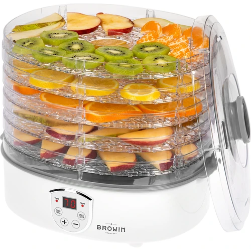 Sušička na huby, ovocie, zeleninu a bylinky s reguláciou teploty, 240W, transparentná - 6 ['sušička na potraviny', ' sušička na huby', ' sušené ovocie', ' sušená zelenina', ' skladovanie potravín', ' sušenie potravín', ' sušičky na potraviny', ' regulácia teploty', ' transparentná sušička', ' dehydrátor']