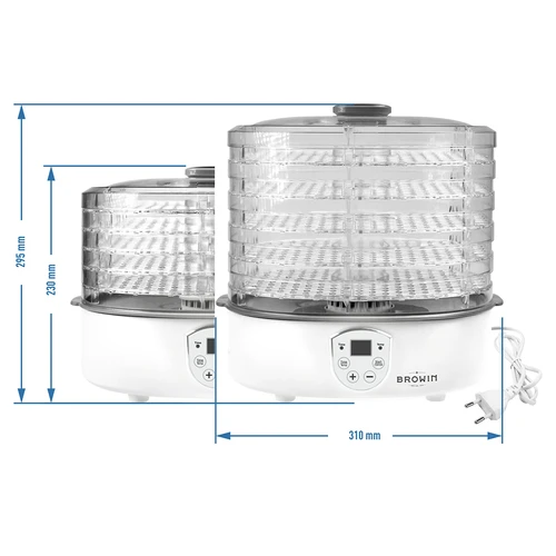 Sušička na huby, ovocie, zeleninu a bylinky s reguláciou teploty, 240W, transparentná - 11 ['sušička na potraviny', ' sušička na huby', ' sušené ovocie', ' sušená zelenina', ' skladovanie potravín', ' sušenie potravín', ' sušičky na potraviny', ' regulácia teploty', ' transparentná sušička', ' dehydrátor']