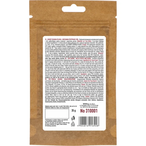 Tajomstvo Dedka Felixa na Nakladanie, 35 g - 2 ['bylinky', ' koreniny', ' bylinky na nakladanie', ' zmes na nakladanie', ' na nakladanie', ' na divinu', ' na mäso', ' na bravčovinu', ' na hovädzinu', ' na teľacinu', ' domáce údeniny', ' zmes korenín a byliniek']