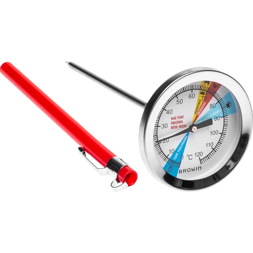 Teplomer do šunkovaru 1,5kg a 3kg (0°C do +120°C) 12,5cm  - 1 ['teplomer na mäso', ' do šunkovaru', ' do šunkovara', ' šunkovar', ' teplomer na varenie údenín', ' šunkovar 1', '5 kg a 3 kg', ' farebný ciferník', ' jedlá zo šunkovaru', ' pokrmy zo šunkovara']